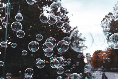 Close-up of bubbles against water