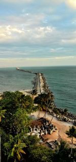 High angle view of beach against sky