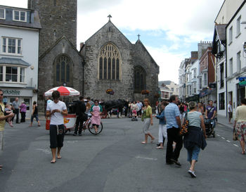 People on street in city