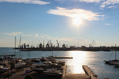 Sailboats in marina