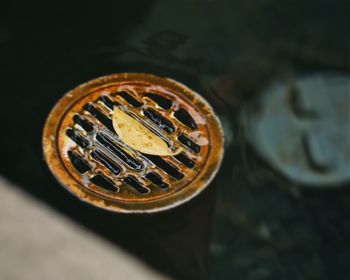 High angle view of clock