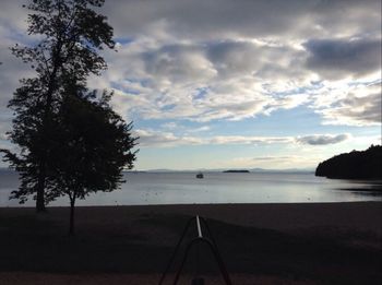 Scenic view of sea against cloudy sky