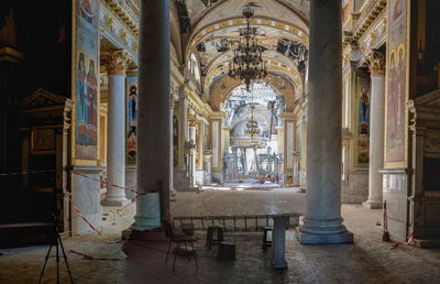 Odessa, ukraine 25.07.2023. spaso-preobrazhensky cathedral in odessa after a missile attack 