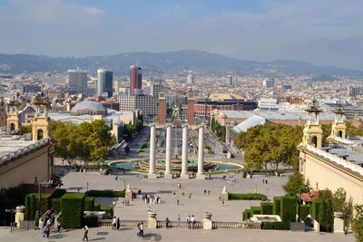 High angle view of buildings in city