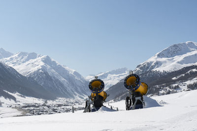 Snow cannon making snow at livigno, italy