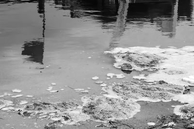 Reflection of puddle in water