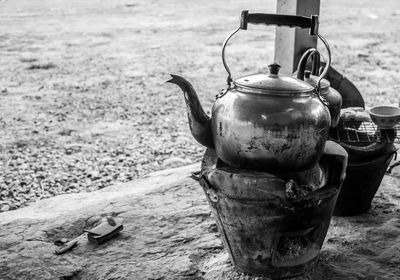 Close-up of old tea on field