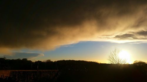 Scenic view of landscape against sky at sunset