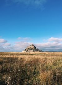 Fairytale, mont saint-michel, sky, clouds, field