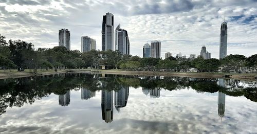 Reflection of buildings in water