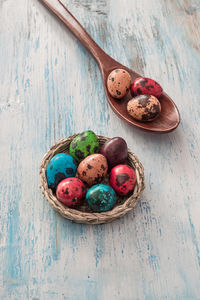 Close-up of food on wooden table