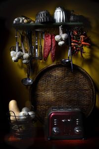 Close-up of fruits hanging on table