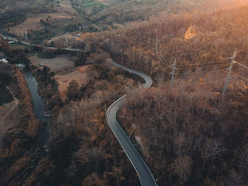 High angle view of road on landscape