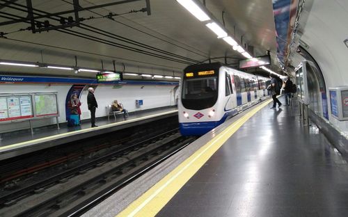 Train on railroad station platform