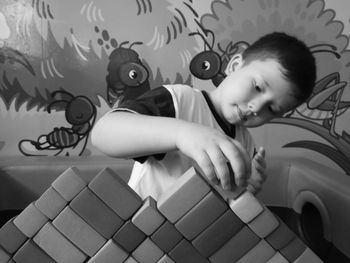 Portrait of cute girl playing at home