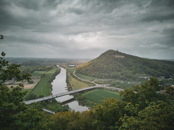 High angle view of landscape against sky