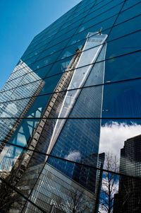 Low angle view of modern building against clear sky