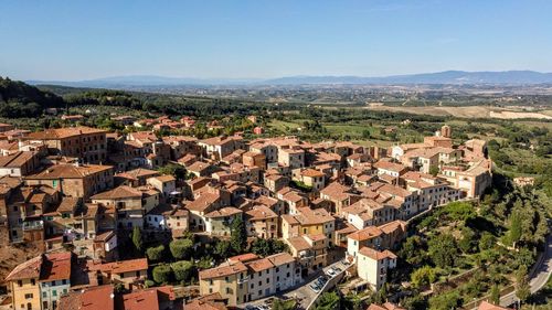 High angle view of townscape against sky