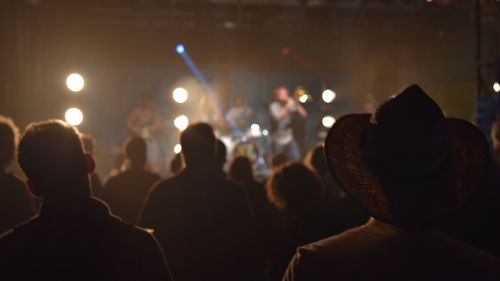 Rear view of people at music concert