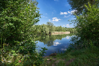 Scenic view of lake against sky