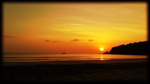 Scenic view of sea during sunset
