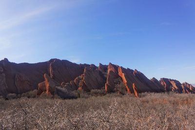 Scenic view of mountains against clear sky