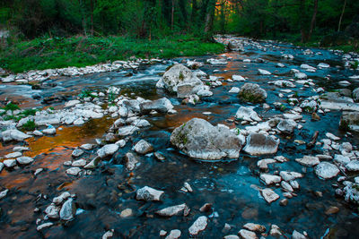 Surface level of stones in river