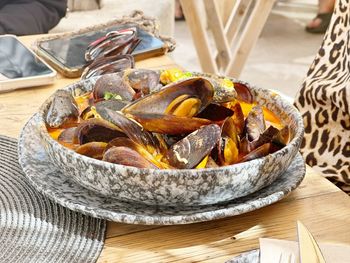 Close-up of food on table