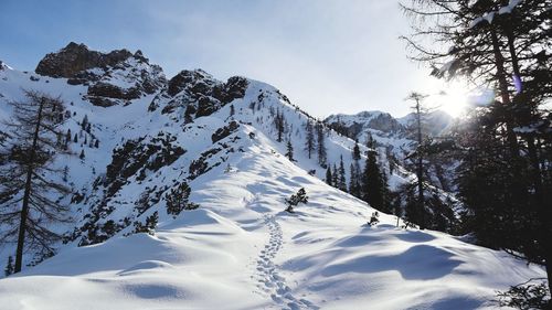 Snow covered mountain against sky