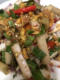 Close-up of salad served in plate