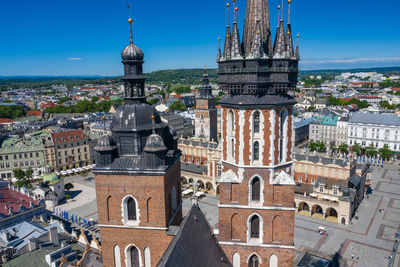 High angle view of buildings in city