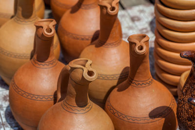 High angle view of people at market stall