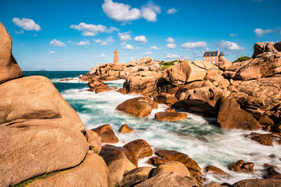 Scenic view of beach against sky