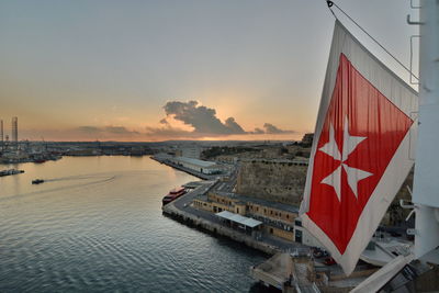 Sunset time at valletta port. malta