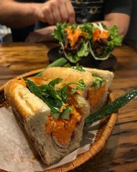 Close-up of food on table