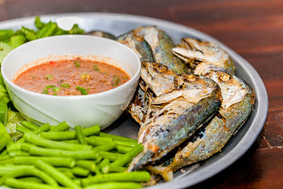 Close-up of food in bowl on table