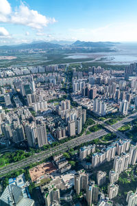 An aerial view of shenzhen, guangdong province, china