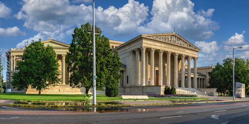 Hungarian art museum in budapest on a sunny summer morning