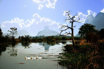 Scenic view of lake against sky