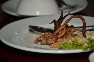 Close-up of served food in plate