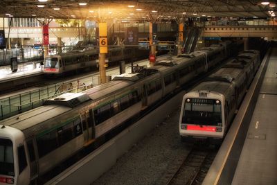 Train on railroad station platform