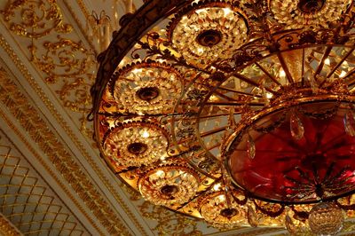 Low angle view of illuminated ceiling