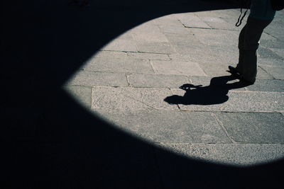 Low section of man at catedral tui on sunny day