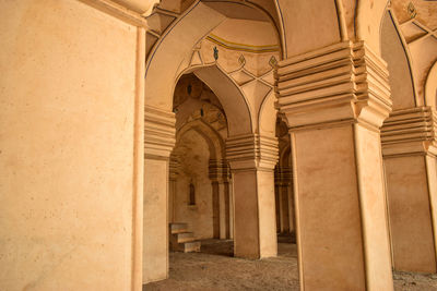 Minaret at old mosque inside view at the tombs of the seven qutub shahi rulers in  india