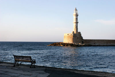 Scenic view of sea against clear sky