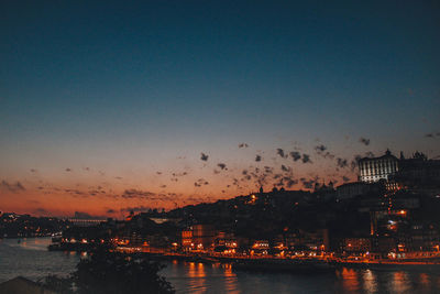 Scenic view of douro river against sky during sunset in porto, portugal