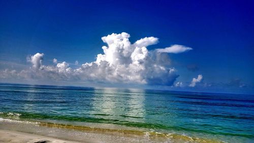 Panoramic view of sea against blue sky