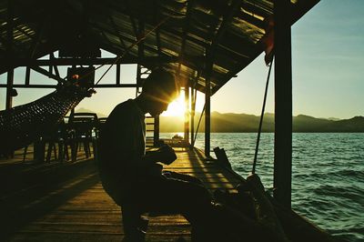 Scenic view of sea at sunset