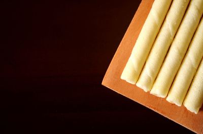 High angle view of coffee on table against black background