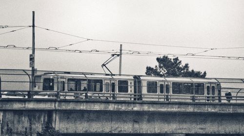 Railroad tracks against clear sky